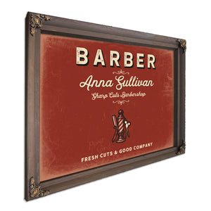 Personalized Barber Sign, Fresh Cuts & Good Company, Brick & Black, image 7