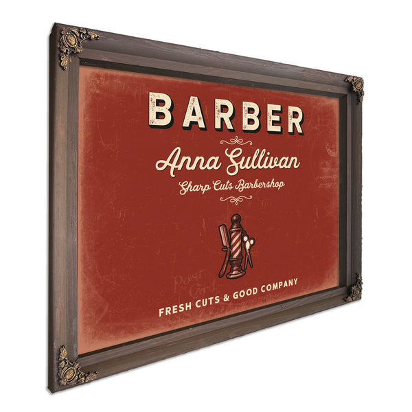 Personalized Barber Sign, Fresh Cuts & Good Company, Brick & Black, image 7