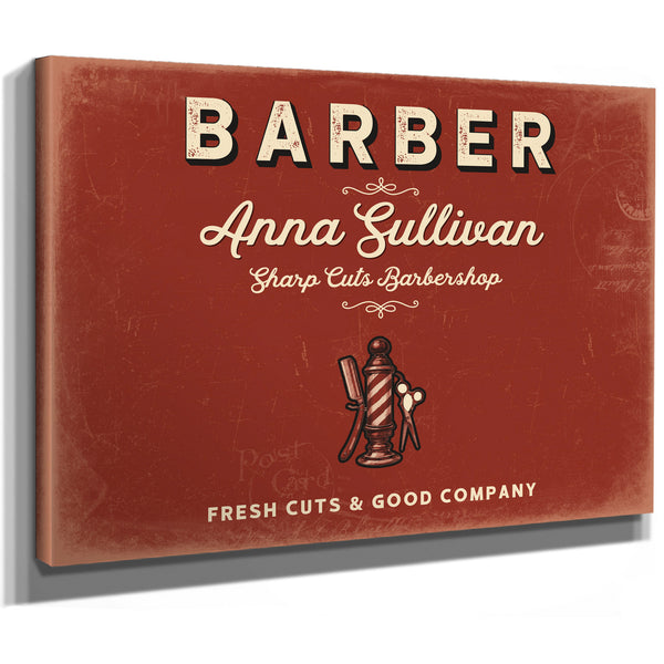 Personalized Barber Sign, Fresh Cuts & Good Company, Brick & Black, image 8