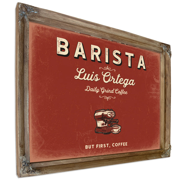 Personalized Barista Sign, But First, Coffee, Brick & Black, image 6