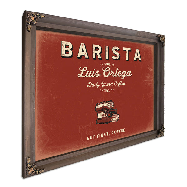 Personalized Barista Sign, But First, Coffee, Brick & Black, image 7