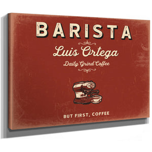 Personalized Barista Sign, But First, Coffee, Brick & Black, image 8