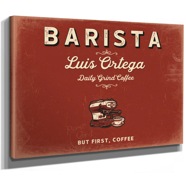 Personalized Barista Sign, But First, Coffee, Brick & Black, image 8