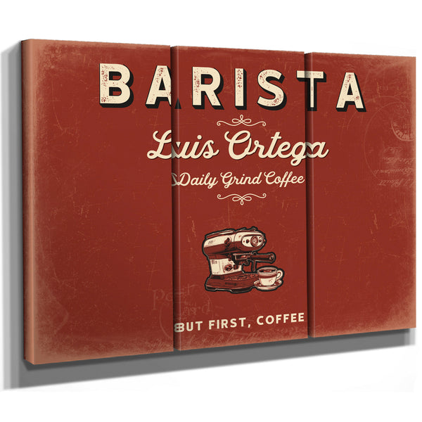 Personalized Barista Sign, But First, Coffee, Brick & Black, image 14