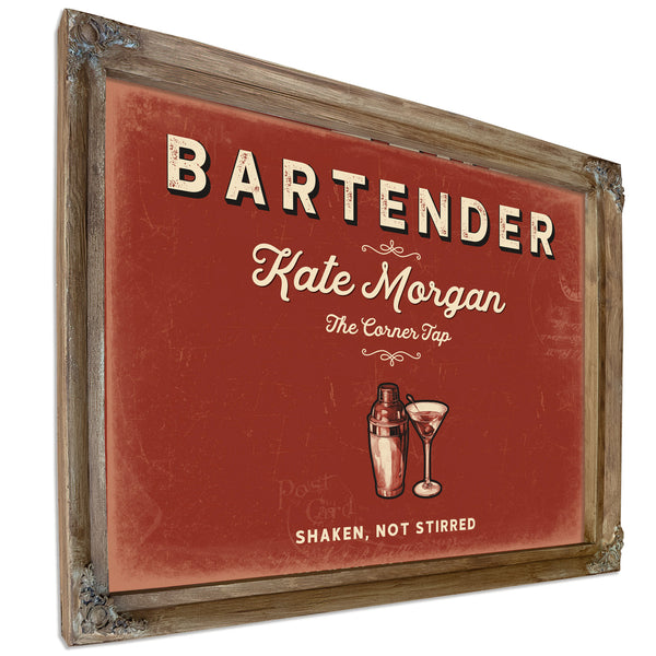 Personalized Bartender Sign, Shaken, Not Stirred, Brick & Black, image 6