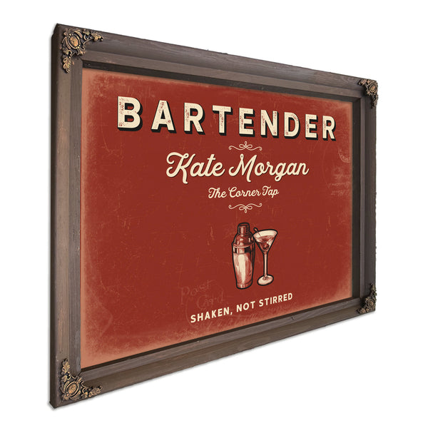 Personalized Bartender Sign, Shaken, Not Stirred, Brick & Black, image 7