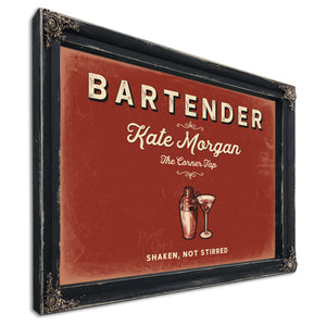 Personalized Bartender Sign, Shaken, Not Stirred, Brick & Black, image 1