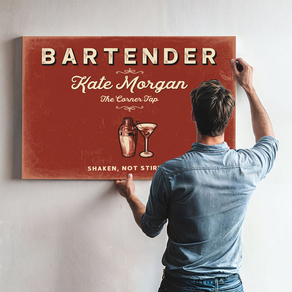Personalized Bartender Sign, Shaken, Not Stirred, Brick & Black, image 9