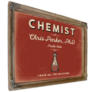 Personalized Chemist Sign, I Have All the Solutions, Brick & Black, image 6