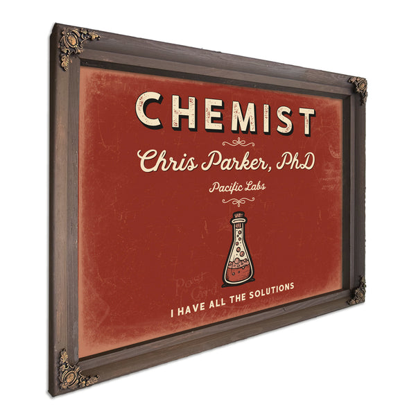 Personalized Chemist Sign, I Have All the Solutions, Brick & Black, image 7