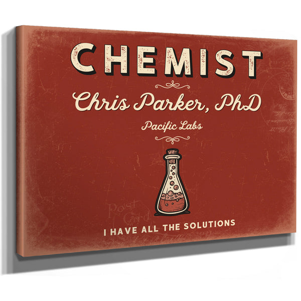 Personalized Chemist Sign, I Have All the Solutions, Brick & Black, image 8