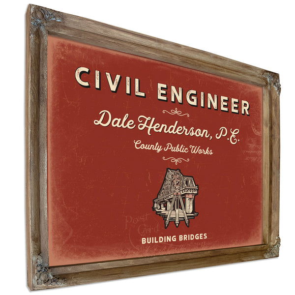 Personalized Civil Engineer Sign, Building Bridges, Brick & Black, image 6