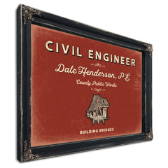 Personalized Civil Engineer Sign, Building Bridges, Brick & Black, image 1