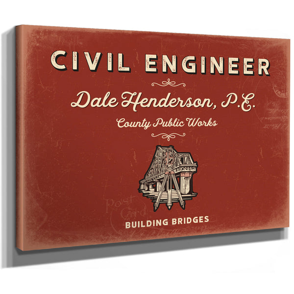 Personalized Civil Engineer Sign, Building Bridges, Brick & Black, image 8