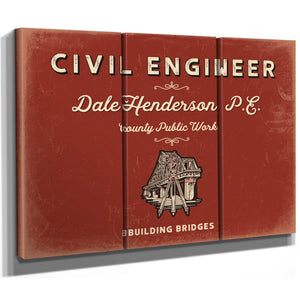 Personalized Civil Engineer Sign, Building Bridges, Brick & Black, image 14