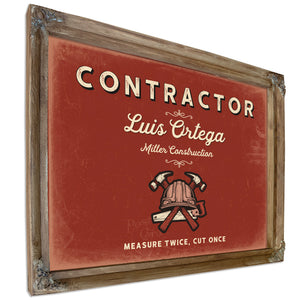 Personalized Contractor Sign, Measure Twice, Cut Once, Brick & Black, image 6