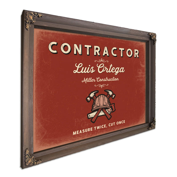 Personalized Contractor Sign, Measure Twice, Cut Once, Brick & Black, image 7