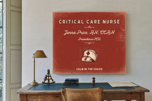 Personalized Critical Care Nurse Sign, Calm in the Chaos, Brick & Black, image 2