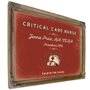 Personalized Critical Care Nurse Sign, Calm in the Chaos, Brick & Black, image 6