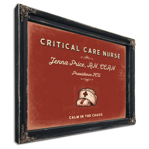 Personalized Critical Care Nurse Sign, Calm in the Chaos, Brick & Black, image 1