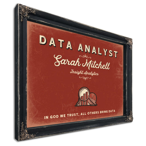 Personalized Data Analyst Sign, In God We Trust, All Others Bring Data, Brick & Black, image 1