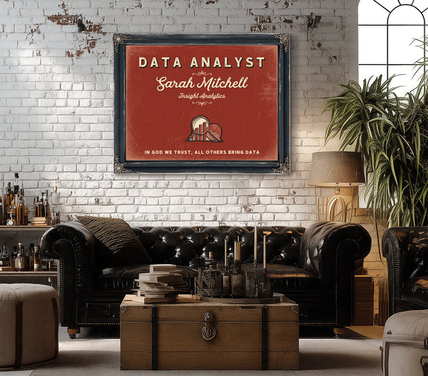 Personalized Data Analyst Sign, In God We Trust, All Others Bring Data, Brick & Black, image 18