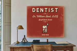 Personalized Dentist Sign, Open Wide, Brick & Black, image 2