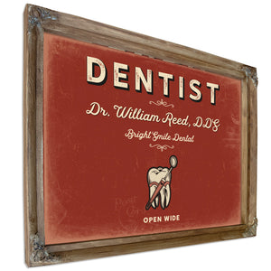 Personalized Dentist Sign, Open Wide, Brick & Black, image 6