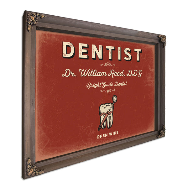 Personalized Dentist Sign, Open Wide, Brick & Black, image 7