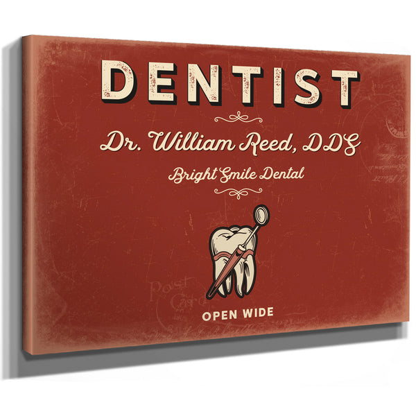 Personalized Dentist Sign, Open Wide, Brick & Black, image 8