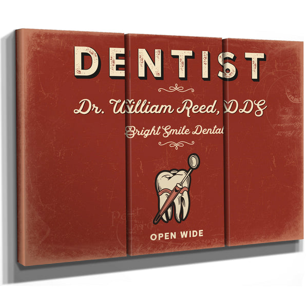Personalized Dentist Sign, Open Wide, Brick & Black, image 14