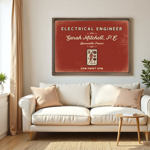 Personalized Electrical Engineer Sign, Ohm Sweet Ohm, Brick & Black, image 5