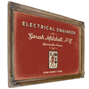 Personalized Electrical Engineer Sign, Ohm Sweet Ohm, Brick & Black, image 6