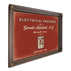 Personalized Electrical Engineer Sign, Ohm Sweet Ohm, Brick & Black, image 7