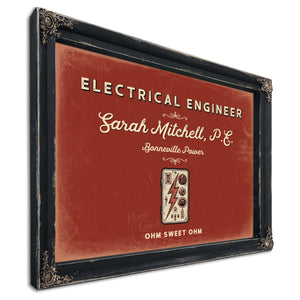 Personalized Electrical Engineer Sign, Ohm Sweet Ohm, Brick & Black, image 1