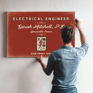 Personalized Electrical Engineer Sign, Ohm Sweet Ohm, Brick & Black, image 9