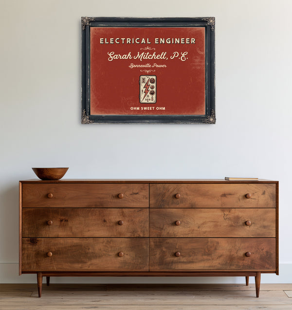 Personalized Electrical Engineer Sign, Ohm Sweet Ohm, Brick & Black, image 19