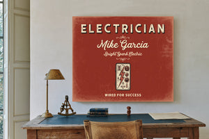 Personalized Electrician Sign, Wired for Success, Brick & Black, image 2