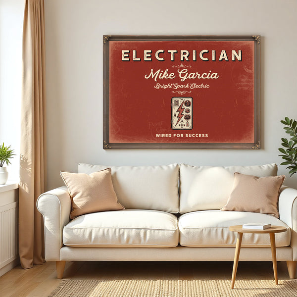 Personalized Electrician Sign, Wired for Success, Brick & Black, image 5