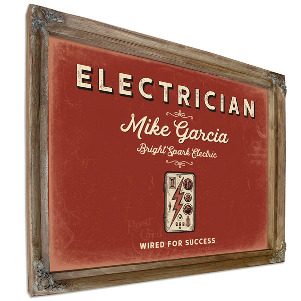 Personalized Electrician Sign, Wired for Success, Brick & Black, image 6