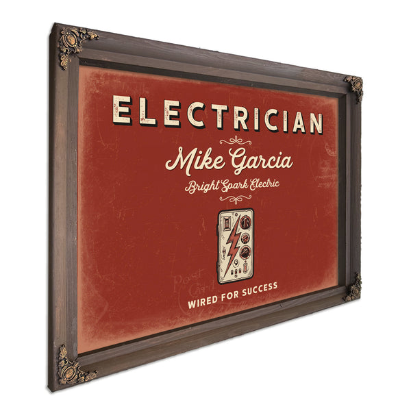 Personalized Electrician Sign, Wired for Success, Brick & Black, image 7