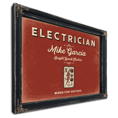 Personalized Electrician Sign, Wired for Success, Brick & Black, image 1