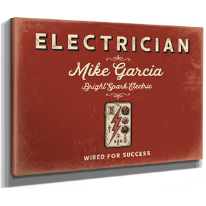 Personalized Electrician Sign, Wired for Success, Brick & Black, image 8