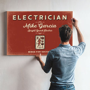 Personalized Electrician Sign, Wired for Success, Brick & Black, image 9