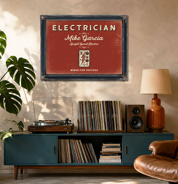 Personalized Electrician Sign, Wired for Success, Brick & Black, image 20
