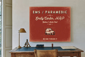 Personalized Paramedic Sign, We Run Toward It, Brick & Black, image 2