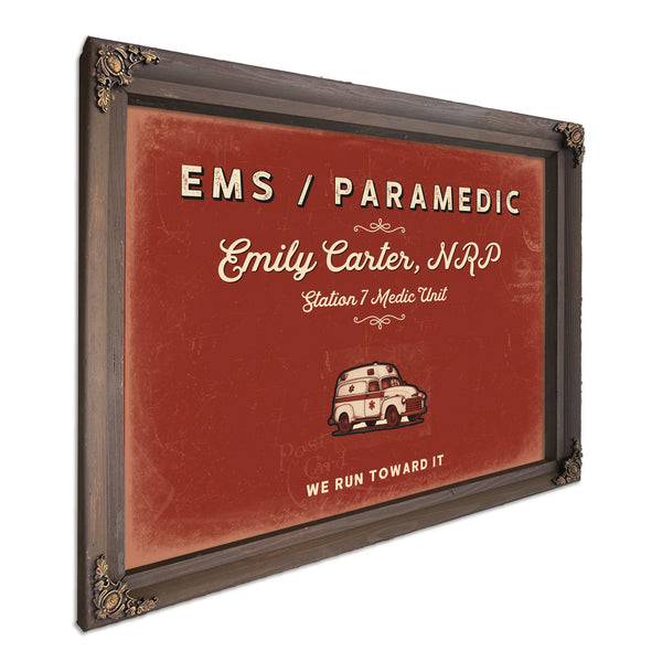 Personalized Paramedic Sign, We Run Toward It, Brick & Black, image 7