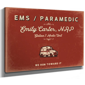 Personalized Paramedic Sign, We Run Toward It, Brick & Black, image 8
