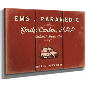 Personalized Paramedic Sign, We Run Toward It, Brick & Black, image 14