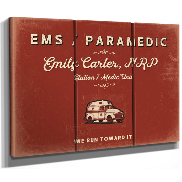 Personalized Paramedic Sign, We Run Toward It, Brick & Black, image 14